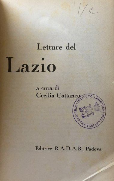 LETTURE DEL LAZIO