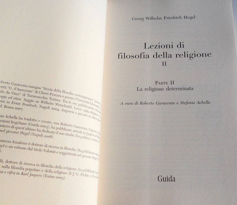 LEZIONI DI FILOSOFIA DELLA RELIGIONE 2 (VOLUME II, SECONDO): LA …