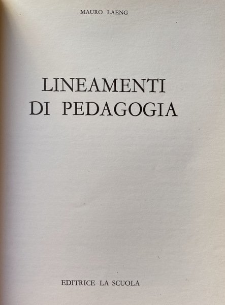 LINEAMENTI DI PEDAGOGIA