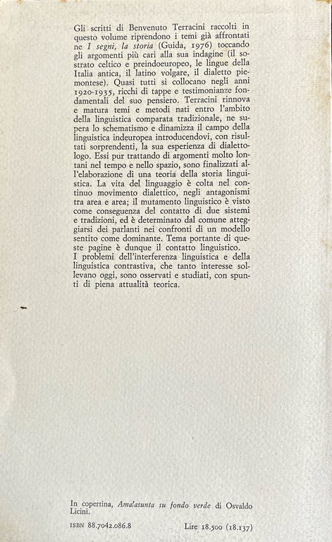 LINGUISTICA AL BIVIO. RACCOLTA DI SAGGI.