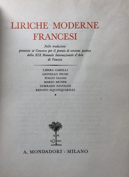 LIRICHE MODERNE FRANCESI. NELLE TRADUZIONI PREMIATE AL CONCORSO PER IL …