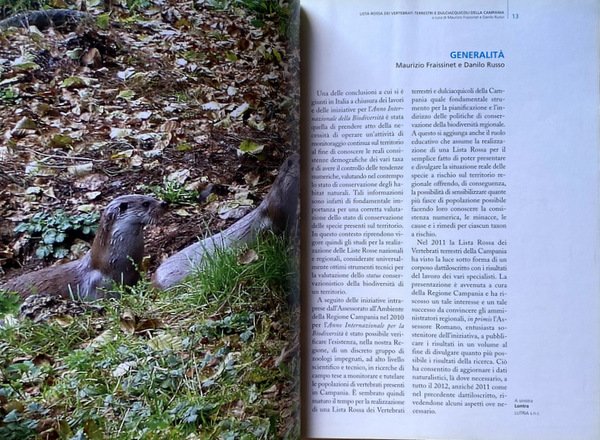 LISTA ROSSA DEI VERTEBRATI TERRESTRI E DULCIACQUICOLI DELLA CAMPANIA. A …