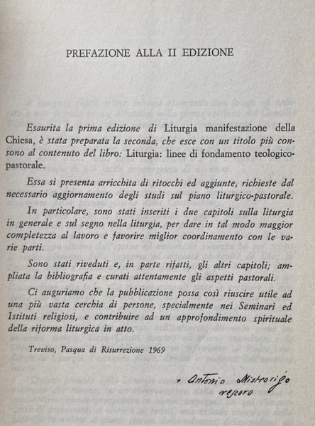 LITURGIA. LINEE DI FONDAMENTO TEOLOGICO-PASTORALE