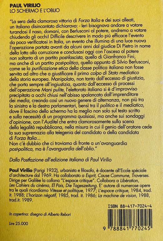 LO SCHERMO E L'OBLIO