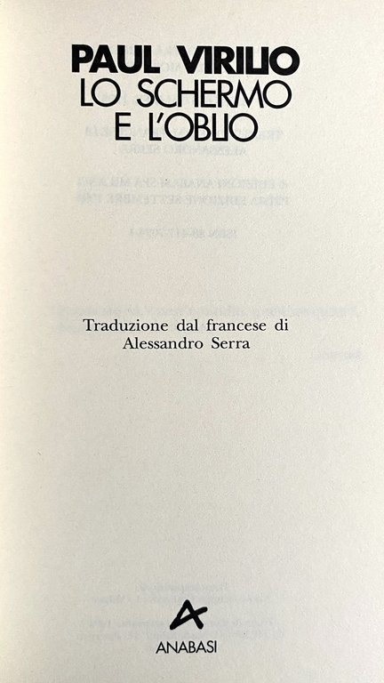 LO SCHERMO E L'OBLIO