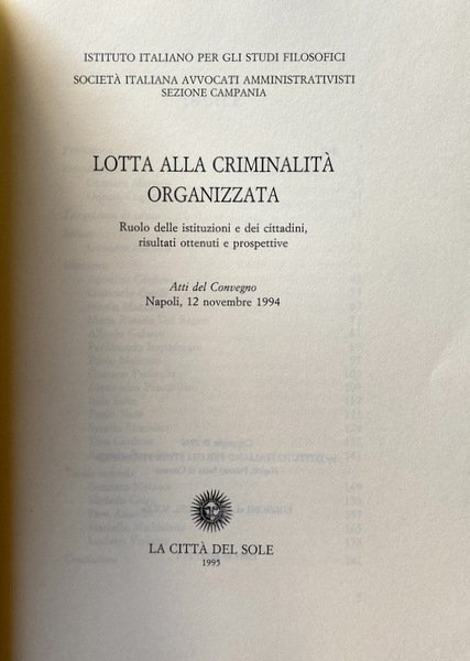 LOTTA ALLA CRIMINALITÀ ORGANIZZATA. RUOLO DELLE ISTITUZIONI E DEI CITTADINI …