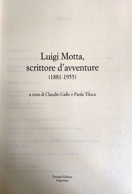 LUIGI MOTTA, SCRITTORE D'AVVENTURE (1881-1955)