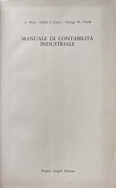 MANUALE DI CONTABILITÀ INDUSTRIALE