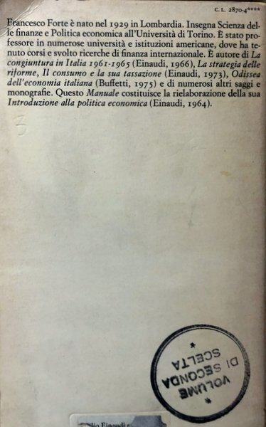 MANUALE DI ECONOMIA POLITICA. (4 VOLUMI, OPERA COMPLETA)