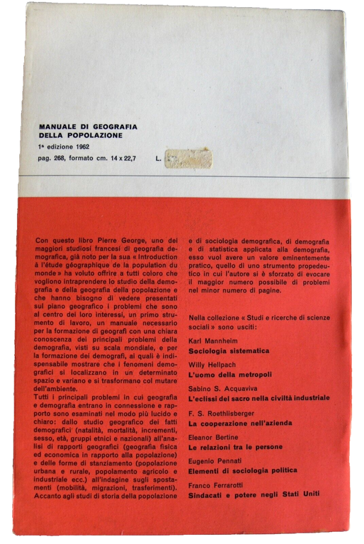 MANUALE DI GEOGRAFIA DELLA POPOLAZIONE