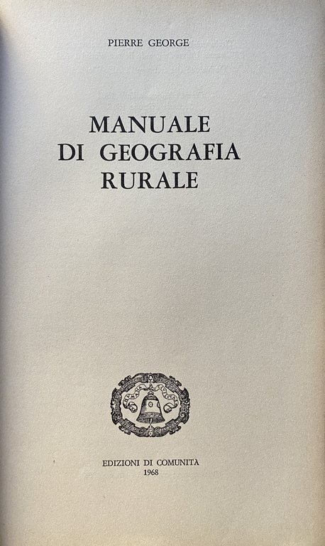 MANUALE DI GEOGRAFIA RURALE