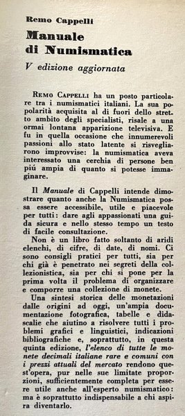 MANUALE DI NUMISMATICA. CONTIENE I VALORI E LE RARITÀ DI …