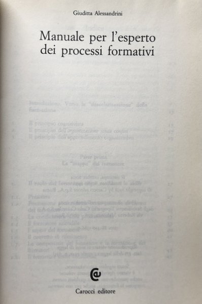MANUALE PER L'ESPERTO DEI PROCESSI FORMATIVI