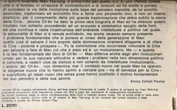 MAO TSE-TUNG E LA RIVOLUZIONE CINESE. CON TRENTASETTE POESIE DI …