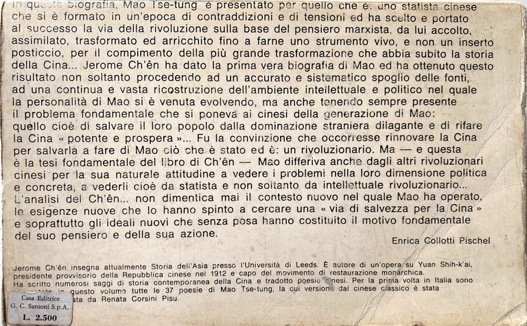 MAO TSE-TUNG E LA RIVOLUZIONE CINESE. CON TRENTASETTE POESIE DI …