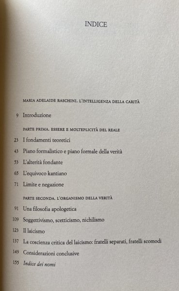 MARIA ADELAIDE RASCHINI. L'INTELLIGENZA DELLA CARITÀ. LO SPIRITO DELLA FILOSOFIA …