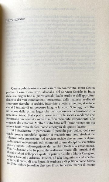 MARIA DE UNTERRICHTER E I SERVIZI SOCIALI IN ITALIA