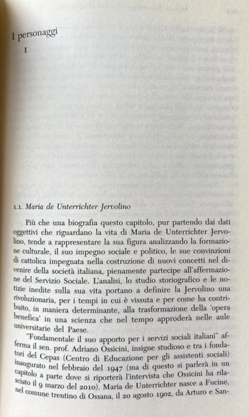 MARIA DE UNTERRICHTER E I SERVIZI SOCIALI IN ITALIA