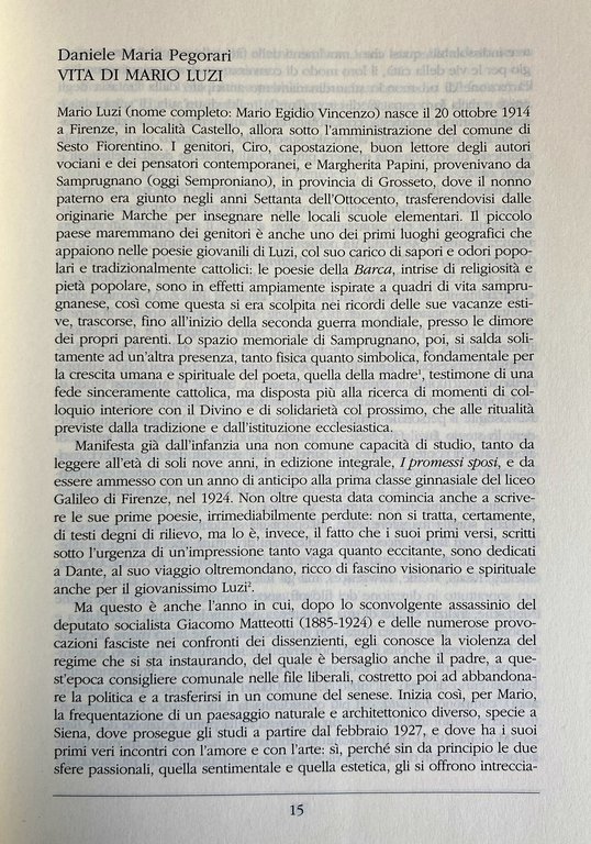 MARIO LUZI DA EBE A CONSTANT: STUDI E TESTI