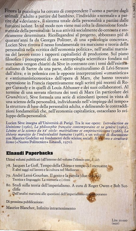 MARXISMO E TEORIA DELLA PERSONALITÀ. PROPOSTA PER UNA PSICOLOGIA CONCRETA