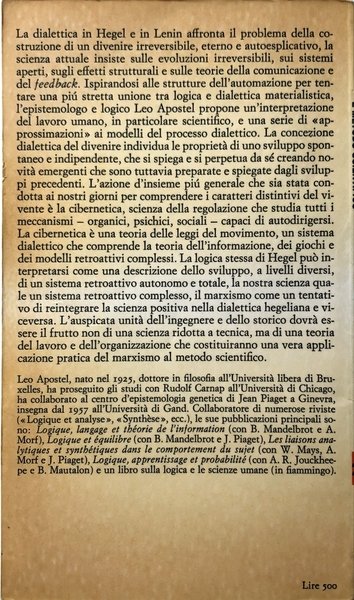 MATERIALISMO DIALETTICO E METODO SCIENTIFICO. CIBERNETICA, LOGICA, MARXISMO