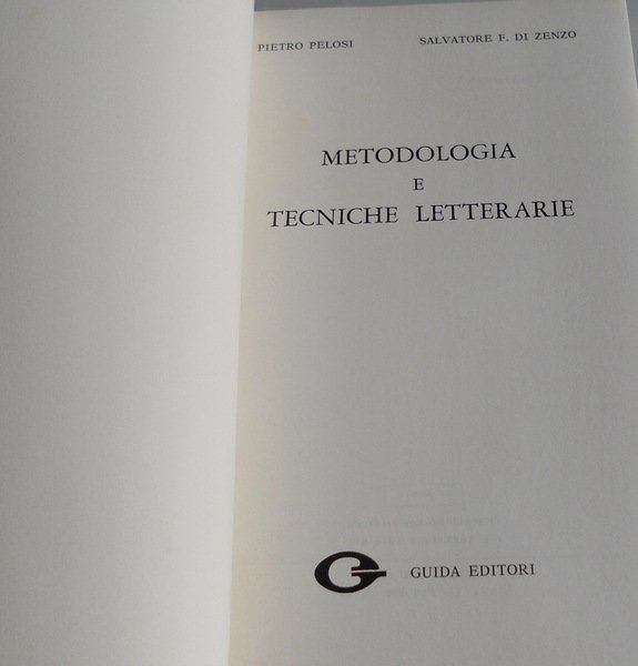 METODOLOGIA E TECNICHE LETTERARIE