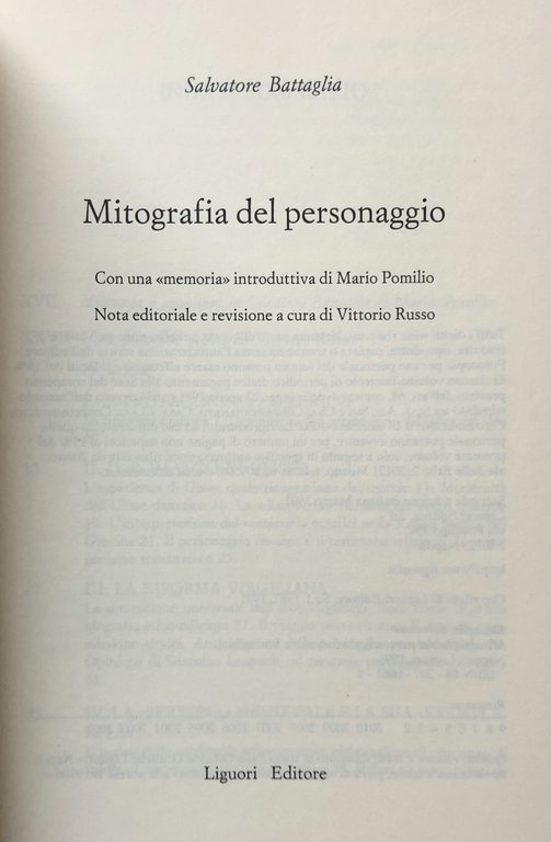 MITOGRAFIA DEL PERSONAGGIO. CON UNA MEMORIA INTRODUTTIVA DI MARIO POMILIO