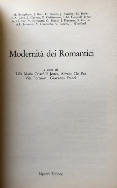 MODERNITÀ DEI ROMANTICI. A CURA DI LILLA MARIA CRISAFULLI, ALFREDO …