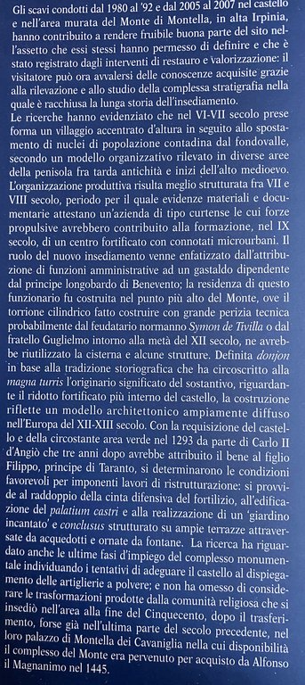 MONTELLA: RICERCHE ARCHEOLOGICHE NEL DONJON E NELL'AREA MURATA (1980-92 E …