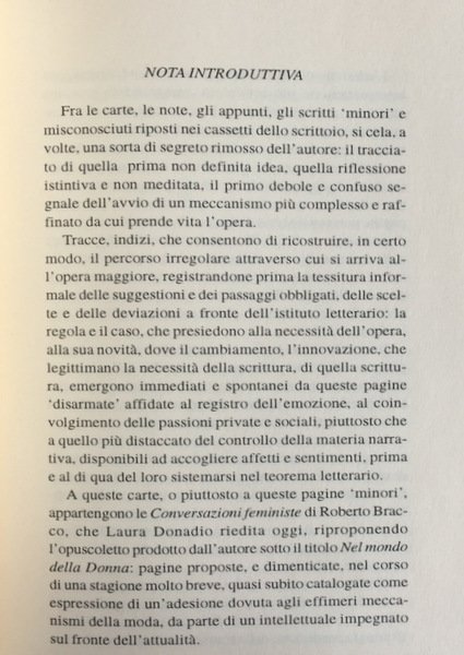 NEL MONDO DELLA DONNA. CONVERSAZIONI FEMMINISTE. A CURA DI LAURA …