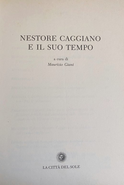 NESTORE CAGGIANO E IL SUO TEMPO.