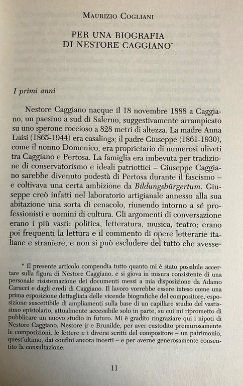 NESTORE CAGGIANO E IL SUO TEMPO.
