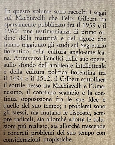 NICCOLÒ MACHIAVELLI E LA VITA CULTURALE DEL SUO TEMPO