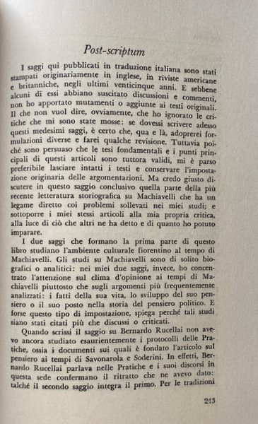 NICCOLÒ MACHIAVELLI E LA VITA CULTURALE DEL SUO TEMPO