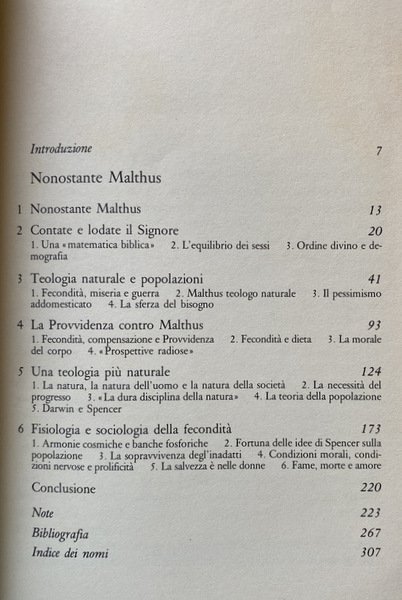 NONOSTANTE MALTHUS. FECONDITÀ, POPOLAZIONI E ARMONIA DELLA NATURA: 1700-1900