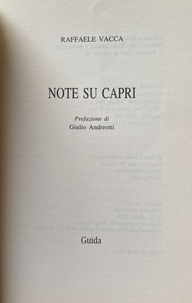 NOTE SU CAPRI. PREFAZIONE DI GIULIO ANDREOTTI