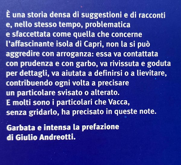 NOTE SU CAPRI. PREFAZIONE DI GIULIO ANDREOTTI