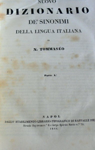 NUOVO DIZIONARIO DE' SINONIMI DELLA LINGUA ITALIANA. (2 VOLUMI)
