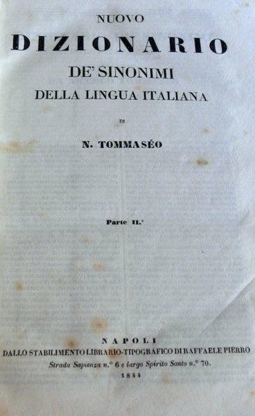 NUOVO DIZIONARIO DE' SINONIMI DELLA LINGUA ITALIANA. (2 VOLUMI)