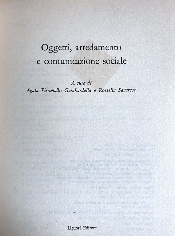 OGGETTI, ARREDAMENTO E COMUNICAZIONE SOCIALE