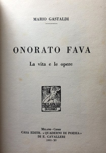 ONORATO FAVA: LA VITA E LE OPERE