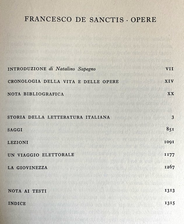 OPERE. (INTRODUZIONE di Natalino Sapegno, CRONOLOGIA DELLA VITA E DELLE …