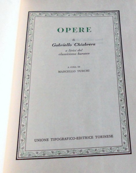 OPERE E LIRICI DEL CLASSICISMO BAROCCO. A CURA DI MARCELLO …