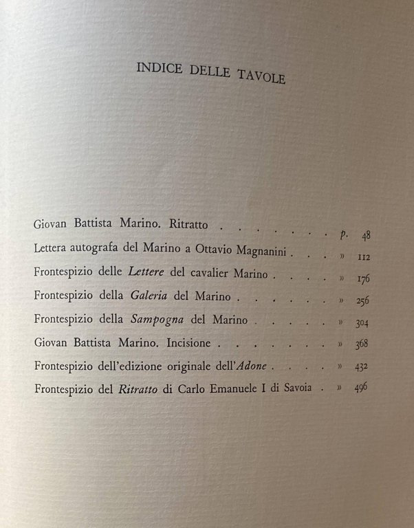 OPERE SCELTE DI GIOVAN BATTISTA MARINO E DEI MARINISTI. (Lettere, …
