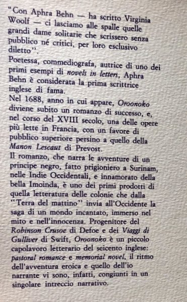 OROONOKO. LO SCHIAVO REALE A CURA DI ANNAMARIA LAMARRA