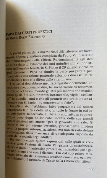 PAOLO VI. IMMAGINI D'UN PONTIFICATO