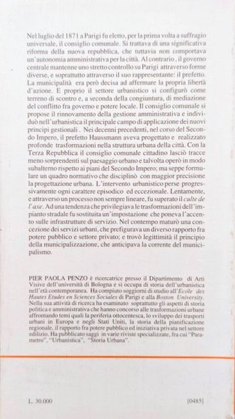 PARIGI DOPO HAUSSMANN. URBANISTICA E POLITICA ALLA FINE DELL'OTTOCENTO 1871/1900