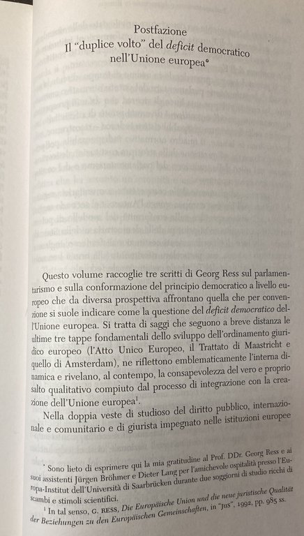 PARLAMENTARISMO E DEMOCRAZIA IN EUROPA: PRIMA E DOPO MAASTRICHT