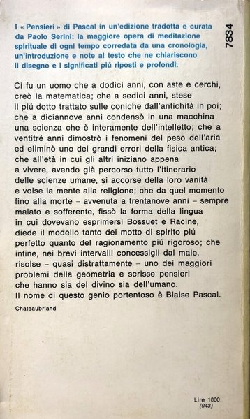 PENSIERI. A CURA DI (TRADUZIONE, INTRODUZIONE, NOTE) PAOLO SERINI