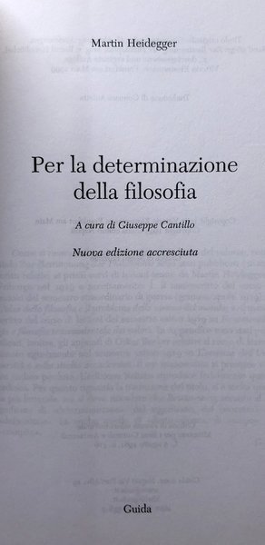 PER LA DETERMINAZIONE DELLA FILOSOFIA. A CURA DI GIUSEPPE CANTILLO